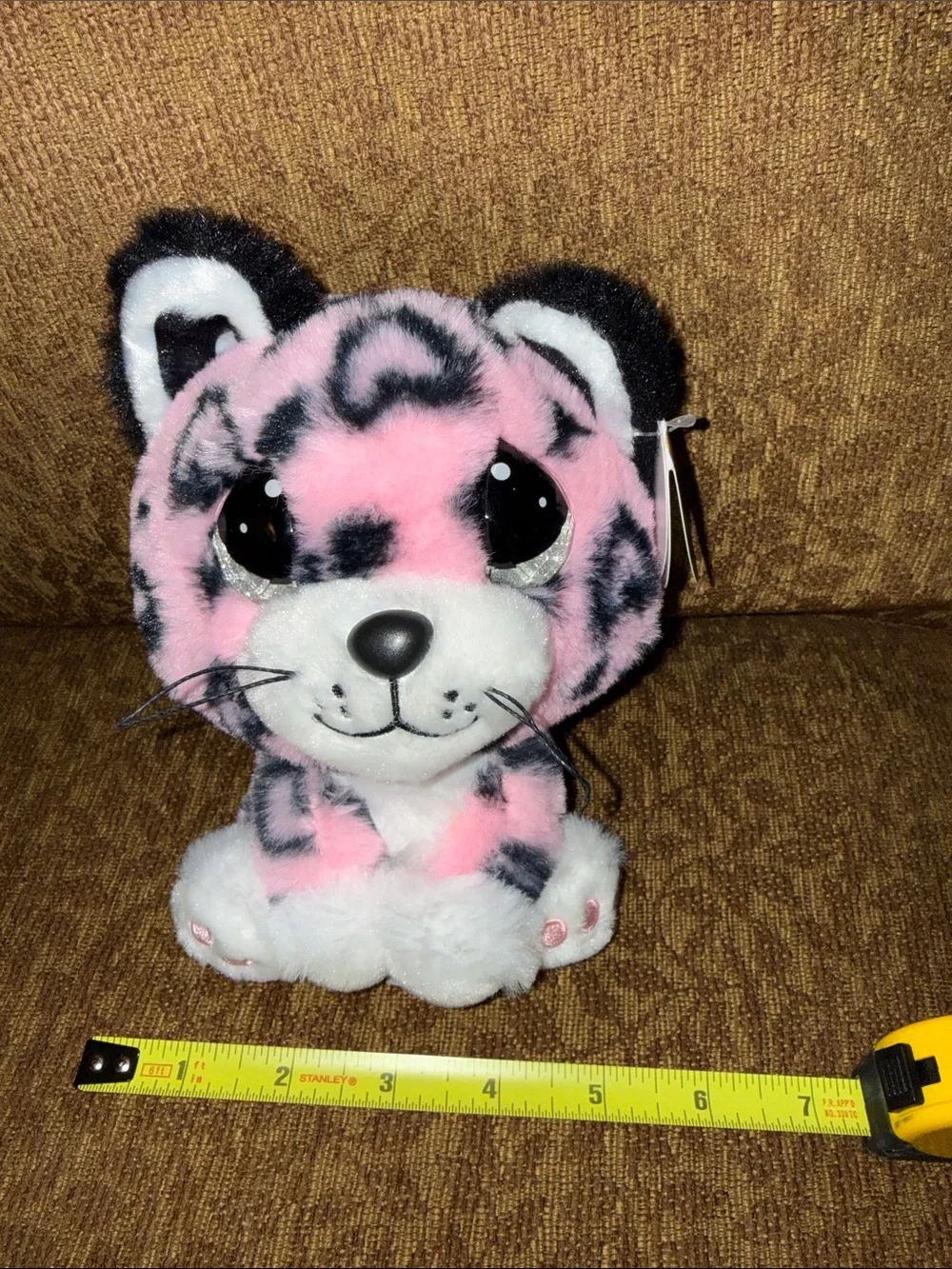 Pink and Black Leopard Plush Small Pet Toy - Soft Cuddly Companion
